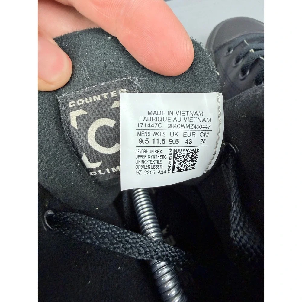 Converse Chuck Taylor All Star Counter Climate Black Boot 171447C Men 9.5 W 11.5